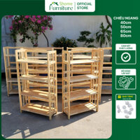 Kệ sách gỗ 4 tầng chất liệu gỗ cao su bền bỉ, chống mối mọt, dễ dàng tháo lắp | Shome Furniture