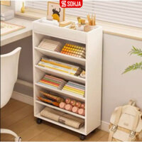 Kệ sách gỗ 5 tầng có bánh xe dễ dàng di chuyển phong cách Nordic thương hiệu SOHJA - GP189