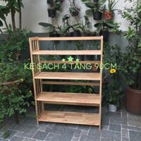 Kệ sách gỗ cao su 4 tầng 90cm