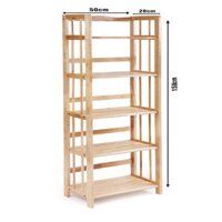 Kệ Sách Gỗ Cao Su 5 tầng rộng 65cm