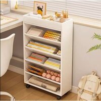 Kệ sách gỗ đa năng 5 tầng có bánh xe di động decor cạnh bàn làm việc thương hiệu IGA- GP189
