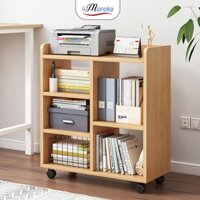 Kệ sách gỗ đa tầng có bánh xe di động thông minh thương hiệu Monoka - GP173