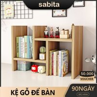 Kệ sách gỗ lắp ghép để bàn học thông minh phong cách Bắc ÂU 🌳 Kệ đa năng để đồ bàn làm việc nhiều ngăn SABITA GP62