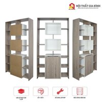 Kệ sách gỗ lắp ráp , tủ gỗ trang trí KN Home decor để đồ năng, giá sách đứng trưng bày chất liệu gỗ MDF 12mm KS08