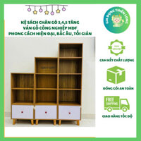 Kệ Sách Gỗ MDF Chân Gỗ Phong Cách Bắc Âu Hiện Đại, Đẹp Mắt, Phù Hợp Mọi Không Gian