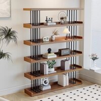 Kệ Sách Gỗ Nguyên Khối Để Bàn Để Bàn Bằng Sắt Mỹ Thuật Nhiều Tầng Phòng Khách Văn Phòng Kệ Để Đồ Tủ Sách Đơn Giản