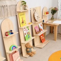 Kệ Sách Gỗ Phong Cách Montessori, Kệ Trưng Bày Sách và Đồ Chơi Cho Bé