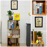 Kệ sách gỗ thiết kế hiện đại ziczac 3 tầng. Kệ gỗ nội thất phòng khách. Gỗ MDF phủ melatium cao cấp. Đầy đủ vít, kho
