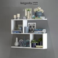 Kệ Sách Gỗ Trang Trí Treo Tường 3 Tầng KEGODA Dài 60cm, Không Cần Khoan, Tặng Kèm Phụ Kiện KT60
