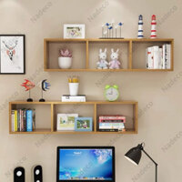 Kệ sách gỗ treo tường trang trí decor giá rẻ kèm phụ kiện treo gỗ MDF bền đẹp chắc chắn nhiều màu