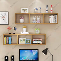 Kệ sách gỗ treo tường trang trí decor giá rẻ kèm phụ kiện treo gỗ MDF bền đẹp chắc chắn nhiều màu