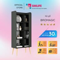 Kệ sách, kệ trang trí gỗ hiện đại SMLIFE Bromagic   Gỗ MDF dày 17mm chống ẩm  D64xR30xC146cm - Đen