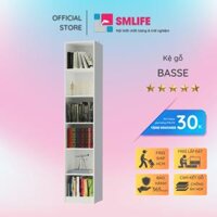 Kệ sách, kệ trang trí gỗ hiện đại SMLIFE Basse  Gỗ MDF dày 17mm chống ẩm  D37xR30xC200cm