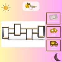 Kệ sách khung sắt đợt gỗ treo tường Beepoly Decor hình ziczac KGS21