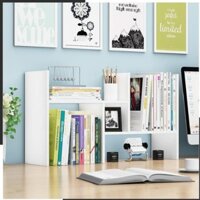 Kệ sách mini bằng gỗ, để trên bàn làm việc hoặc bàn học. Hàng tự lắp ghép đa năng, thông minh. Gồm 3 màu đẹp hiện đại. - TRẮNG - Ván dày 12mm