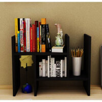 Kệ sách mini bằng gỗ, để trên bàn làm việc hoặc bàn học. Hàng tự lắp ghép đa năng, thông minh. Gồm 3 màu đẹp hiện đại. - ĐEN - Ván dày 12mm