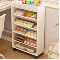 Kệ sách ngăn chéo 5 tầng có bánh xe, kệ sách đa tầng gỗ MDF thương hiệu TL189