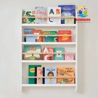 Kệ Sách Treo Tường Không Cần Khoan Đục, Giá Sách Màu Trắng Sang Trọng, Kệ Để Sách Cho Bé Gỗ Nhựa Chống Ẩm Mốc Dễ Vệ Sinh