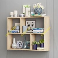 Kệ sách treo tường,kệ gỗ trang trí đơn giản tiện lợi 4 ô vuông