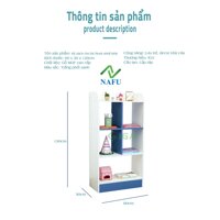 Kệ Sách, Tủ Sách Cho Bé Dễ Thương Tông Màu Trắng Xanh Tươi Sáng NAFU GP139