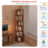 Kệ Sách Xoay 360 Độ 6 Tầng Hiện Đại, Giá Sách Lắp Ghép Thông Minh, Kệ Góc Để Đồ Decor Trang Trí Nhà Cửa Sang Trọng