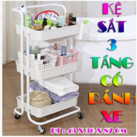 KỆ SẮT 3 TẦNG CÓ BÁNH XE TIỆN LỢI