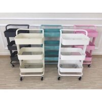 Kệ sắt 3 tầng có bánh xe và tay đẩy loại dày