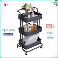 Kệ Sắt 3 Tầng Có Bánh Xe, Xe Đẩy Spa Chất Liệu Thép Sơn Tĩnh Điện