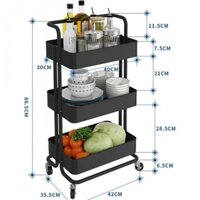 Kệ Sắt 3 Tầng Có Bánh Xe