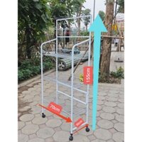 Kệ sắt 3 tầng đa năng, kệ siêu thị, tạp hóa, kệ treo hàng, có bánh xe di chuyển, KT 155*70*30cm (Tặng kèm 5 móc vuông)
