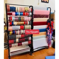 Kệ sắt bày ruy băng giấy gói hoa kệ cao cấp bày 2 mặt mỗi mặt 9 tầng tổng 18 thanh có thể tháo lắp có bánh xe di chuyển