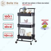 Kệ Sắt Đa Năng 3 Tầng Có Bánh Xe 𝑭𝒓𝒆𝒆𝒔𝒉𝒊𝒑 ⭐️⭐️⭐️- Xe Đẩy Tiện Ích-Có Tay Cầm