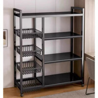 Kệ sắt để đồ nhà bếp đa năng để lò vi sóng nồi cơm điện rau củ quả có bánh xe đẩy tiện lợi