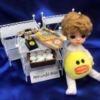 Kệ sắt mini cho búp bê dùng trang trí nhà búp bê Barbie, BJD tỉ lệ 1/12, 1/8. Dollhouse, Miniature