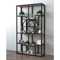 Kệ sắt sơn tĩnh điện đợt gỗ để sách và đồ trang trí phòng khách KSG201