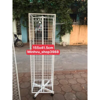 Kệ sắt treo hàng tạp hóa, kệ siêu thị, Khung Xoay, Trụ Xoay KT155x41,5x41.5cm (4 mặt xoay, có bánh xe)