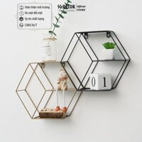 Kệ sắt Treo Tường đựng đồ Kiểu Bắc Âu Đồ SG.DECOR đồ Trang Trí Phòng Ngủ Phòng kháchTường tiện dụng kệ tròn lục giác