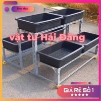 Kệ sắt trồng rau thông minh 2 tâng 6 khay nhựa có bánh xe (dùng sắt V3x3cm và V4x4cm ) bao chắc chắn,