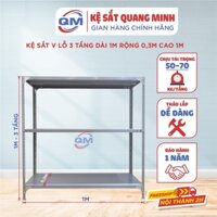 Kệ Sắt  V Lỗ 3 Tầng Dài 1m Rộng 0,3m Cao 1m QUANG MINH, Kệ Sắt V Lỗ Đa Năng - QM02