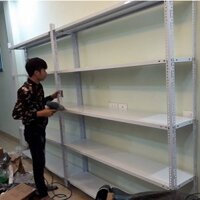 Kệ sắt V lỗ 5 tầng: Cao 2m, Dài 1,2m, Rộng 0,3m