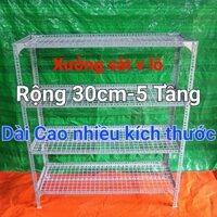 Kệ sắt V Lỗ 5 Tầng ( Rộng 30cm x Dài Cao NHiều KÍch Thước) ,Kệ vỉ lưới sắt ô vuông Đa năng