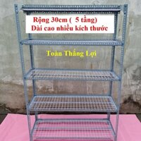 Kệ sắt V lỗ 5 tầng ( rộng 30cm_ dạng kệ tấm vỉ sắt ) để cây cảnh nhỏ chất lượng