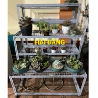 Kệ sắt v lỗ bậc thang 3 bậc 5 tầng kệ( vỉ lưới sắt ô vuông) kệ để cây bon sai sen đá ,hàng hóa
