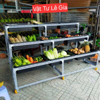 Kệ sắt v lỗ bậc thang 3 TẦNG CÓ BÁNH XE Kệ trồng rau sạch,Trưng bày rau củ Rộng 1,3m x Dài 2m x cao 1m đa năng