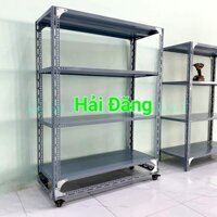Kệ sắt v lỗ bậc thang  4 tầng có bánh xe (Rộng 50cm x Dài 150cm x Cao 2m)Kệ sắt đa năng