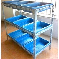 Kệ sắt v lỗ trồng rau thông minh 1,2,3 tầng, dùng 1,2,4,6,9 khay kích cỡ 67x43x15 cm - Không Gồm Khay