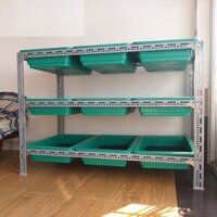 Kệ Sắt V Lỗ Trồng Rau Thông Minh 3 Tầng Dùng Cho 9 Khay Kích Thước 67x43x15 Cm - Không Gồm Khay