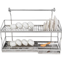 Kệ sóng chén 2 tầng treo inox 304 TOVASHU UT2 có khay  nhiều kích cỡ - 7 tấc