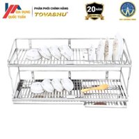 Kệ sóng chén bắt vít 2 tầng có khay hứng nước UX2 Tovashu inox 304, giá để chén đũa cao cấp, kệ úp chén bát - BẢO HÀNH 2