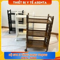 Kệ Spa 3 tầng sang trọng HMTL-5080 -  Xe đẩy Spa nhập khẩu, gỗ cao cấp - Có bánh xe